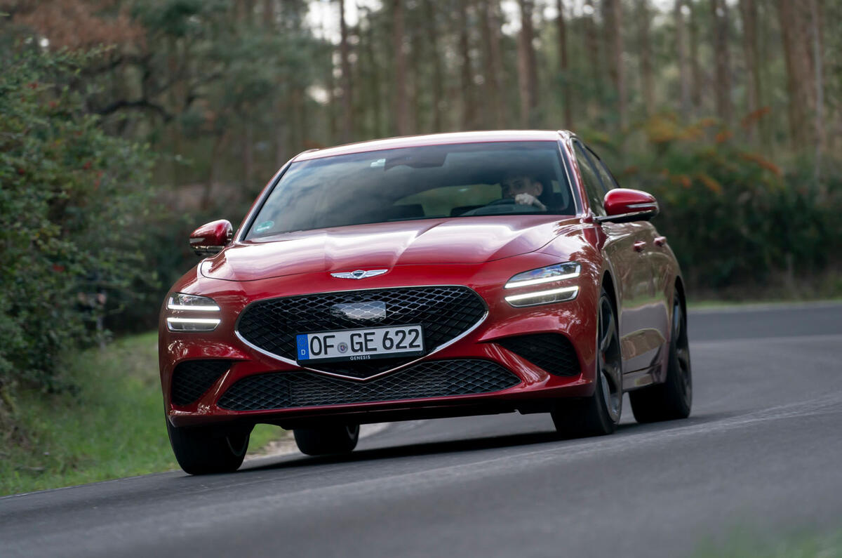 16 Genesis G70 Shooting brake 2021 first drive review on road front 16 Genesis G70 Shooting brake 2021 first drive review on road front