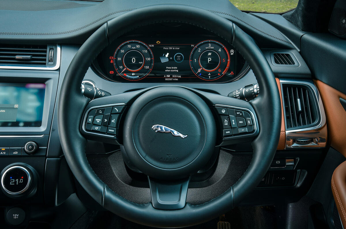 Jaguar E-Pace review steering wheel