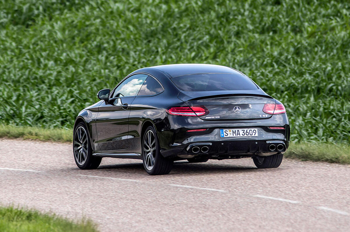 Mercedes-AMG C43 Coupe 2018 road test review cornering rear