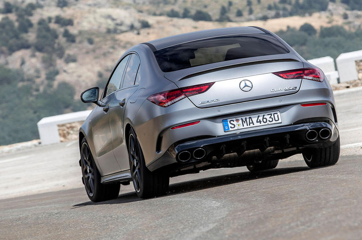 Mercedes-AMG CLA 45 S 2019 road test review - cornering rear