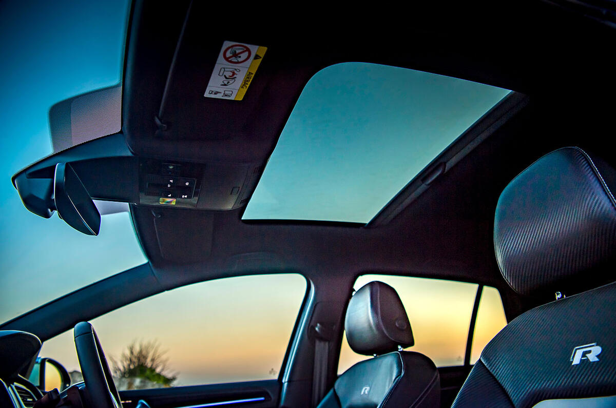 Volkswagen Golf R 2019 road test review - sunroof interior