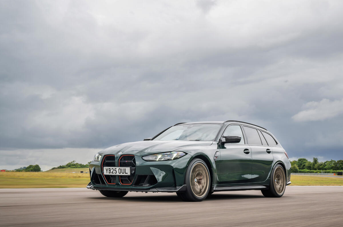 17 BMW M3 CS Touring 2025 Autocar review front driving 17 BMW M3 CS Touring 2025 Autocar review front driving