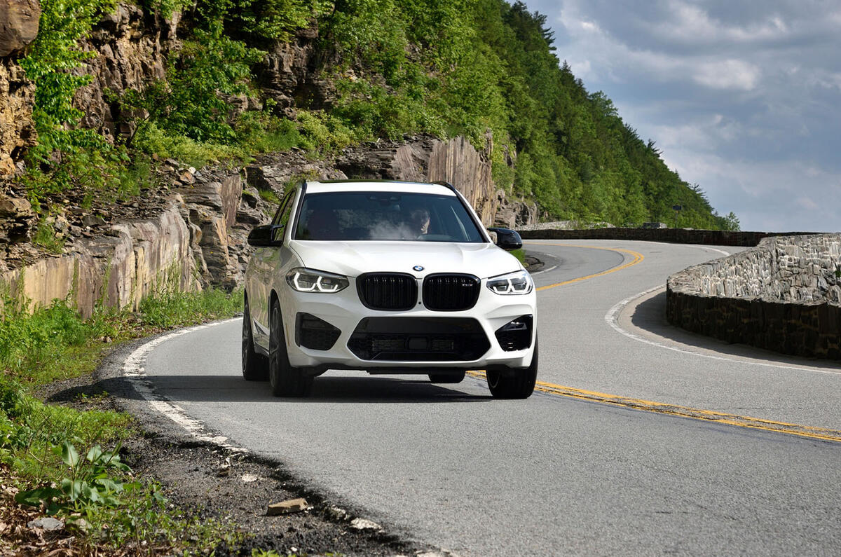 BMW X3 M Competition 2019 review - cornering front