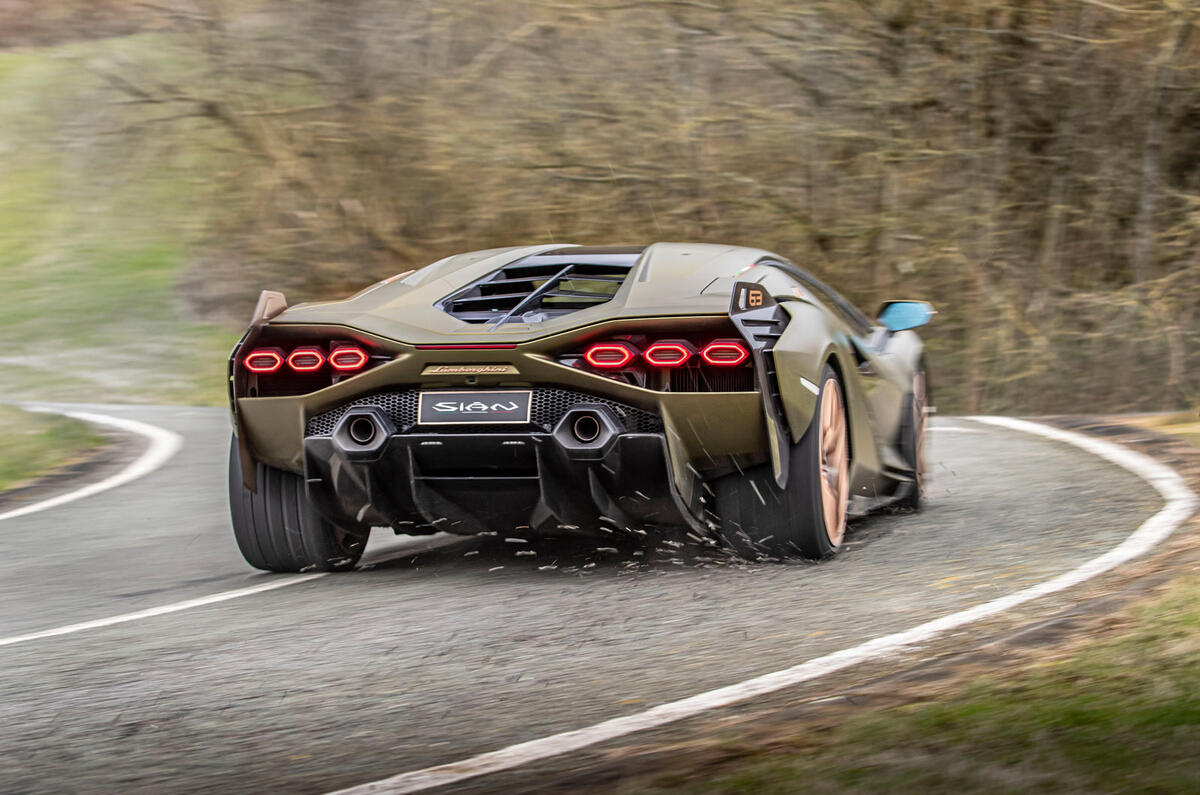 17 lamborghini sian 2021 uk first drive review cornering rear 17 lamborghini sian 2021 uk first drive review cornering rear