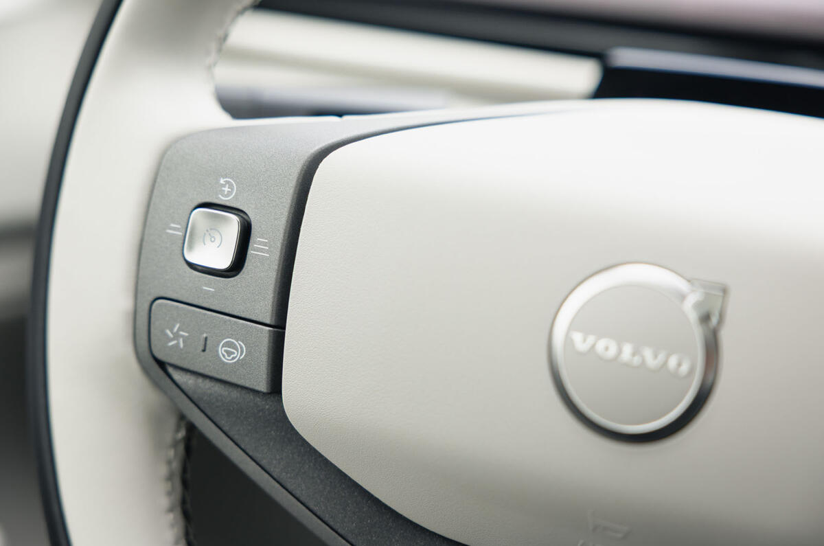17 Volvo EX60 autocar road test review steering wheel buttons