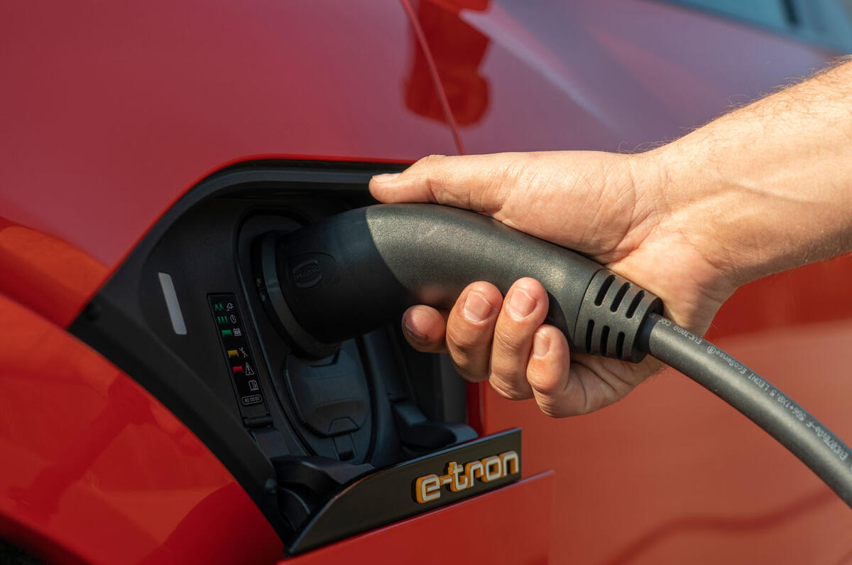 Audi E-tron Sportback 2020 road test review - charging plug Audi E-tron Sportback 2020 road test review - charging plug