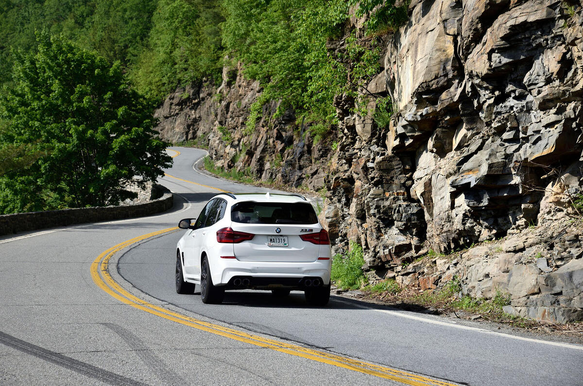BMW X3 M Competition 2019 review - cornering rear