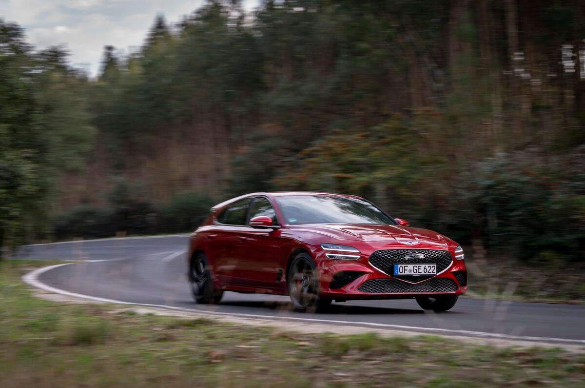 18 Genesis G70 Shooting brake 2021 first drive review cornering front 18 Genesis G70 Shooting brake 2021 first drive review cornering front