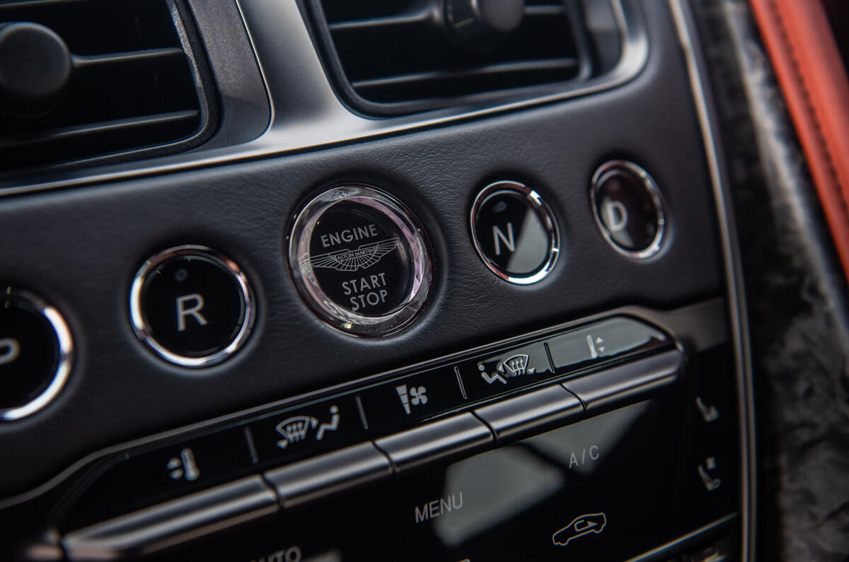 Aston Martin DBS Superleggera 2018 road test review - start button