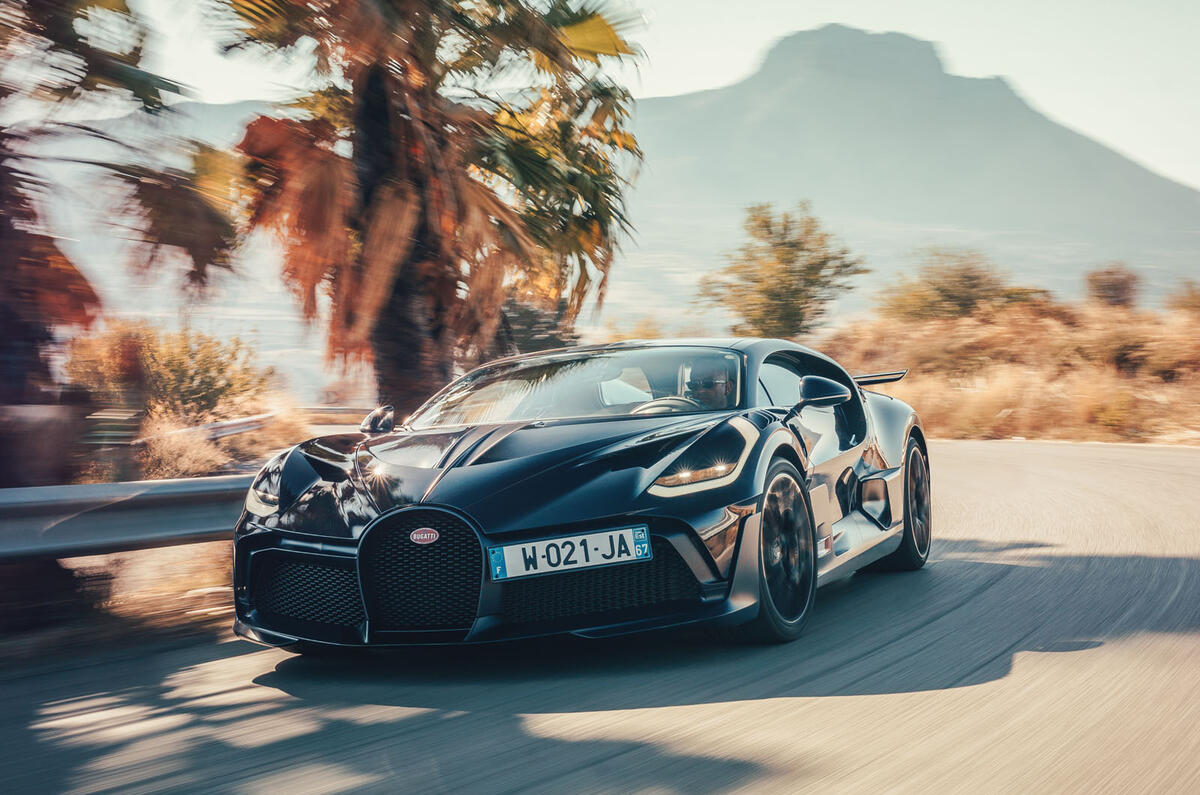 Bugatti Divo 2020 road test review - cornering front