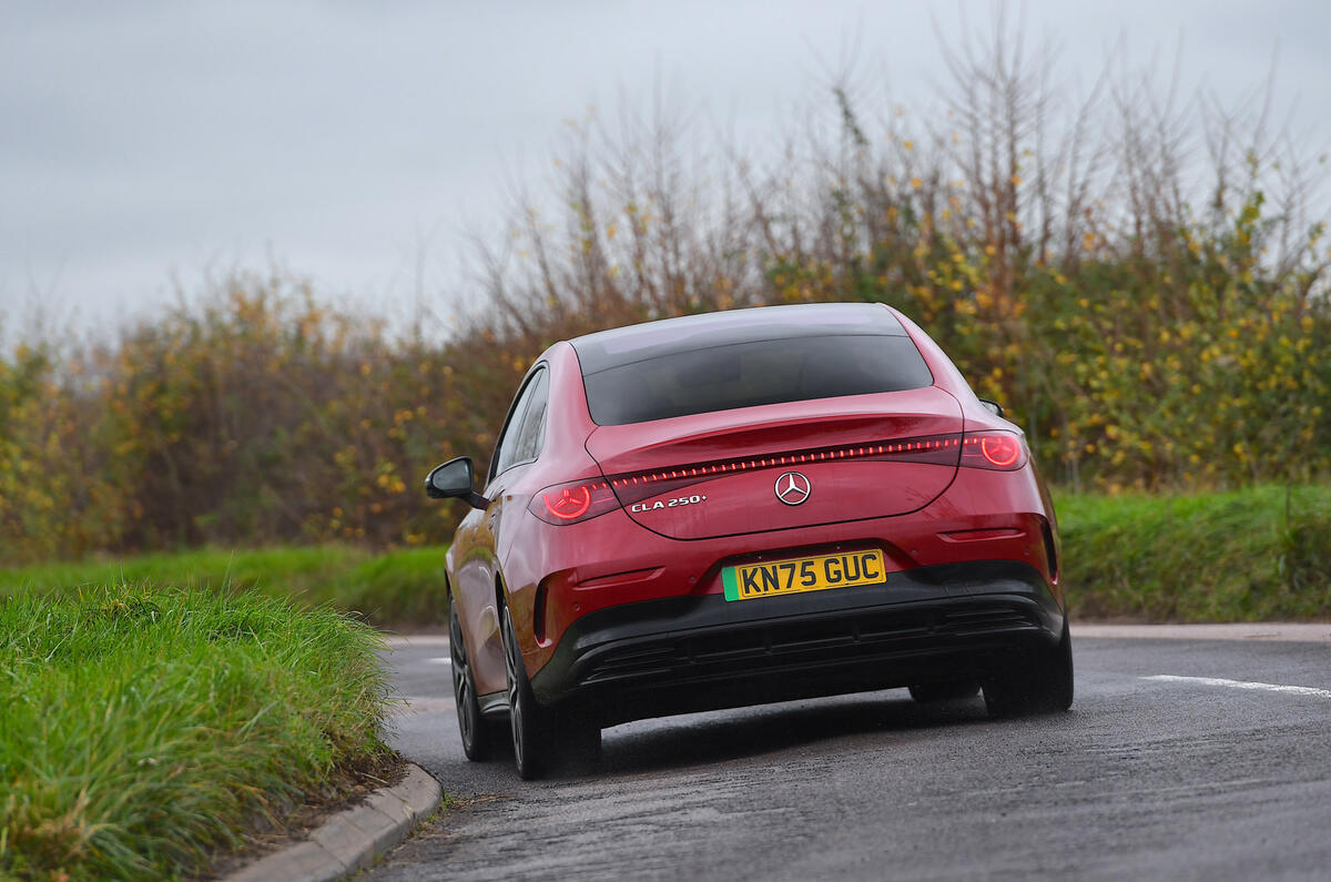 19 Mercedes Benz CLA EV 2026 Autocar road test review rear cornering