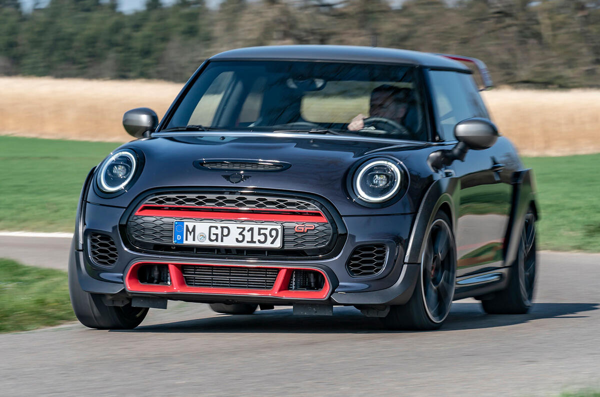 Mini JCW GP 2020 road test review - cornering front Mini JCW GP 2020 road test review - cornering front