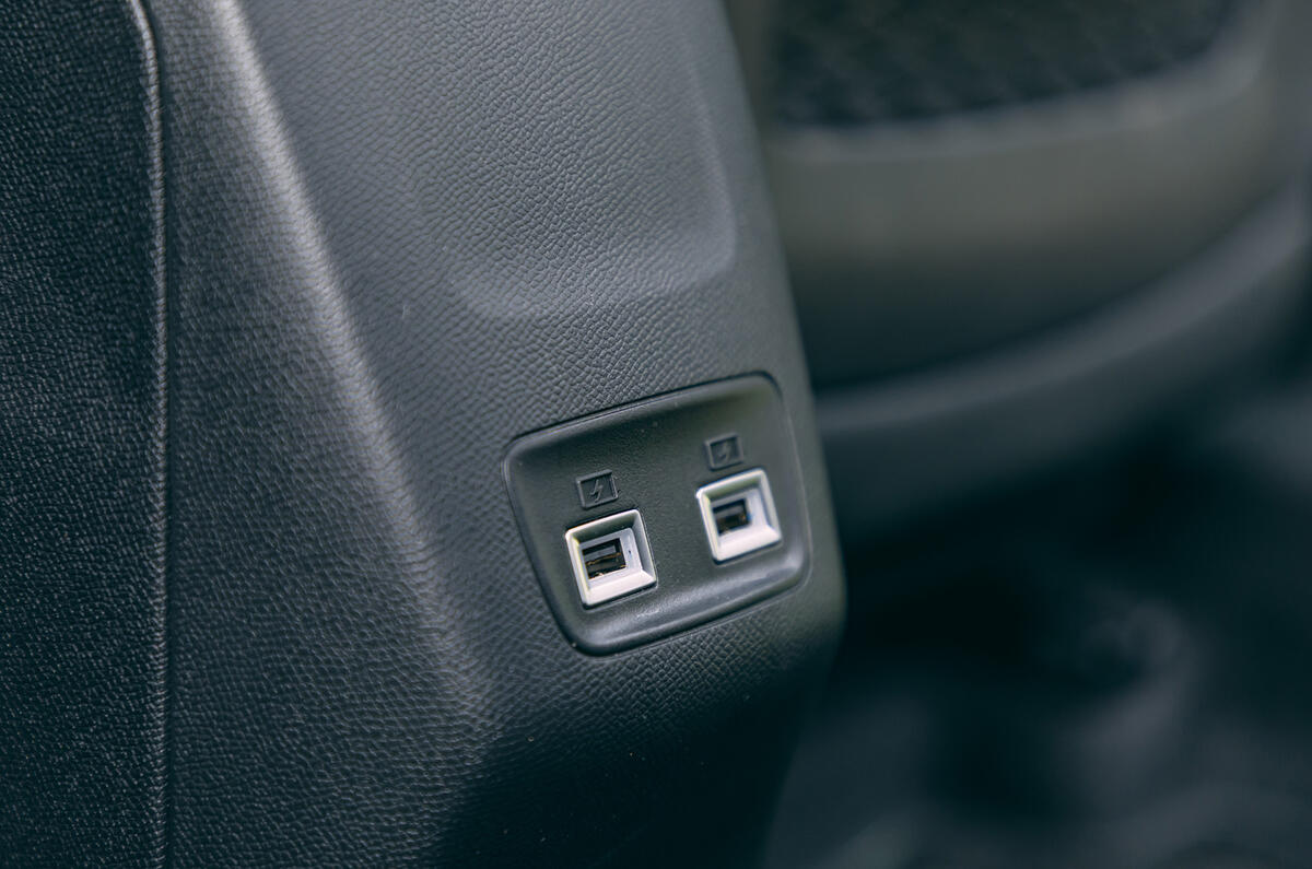 Peugeot e-2008 2020 road test review - rear USB ports