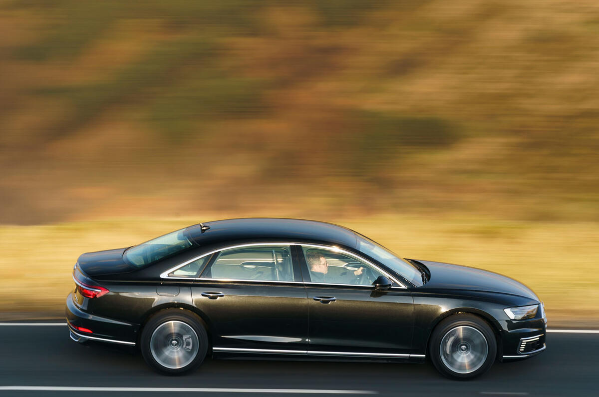 Audi A8 60 TFSIe 2020 road test review - hero side Audi A8 60 TFSIe 2020 road test review - hero side