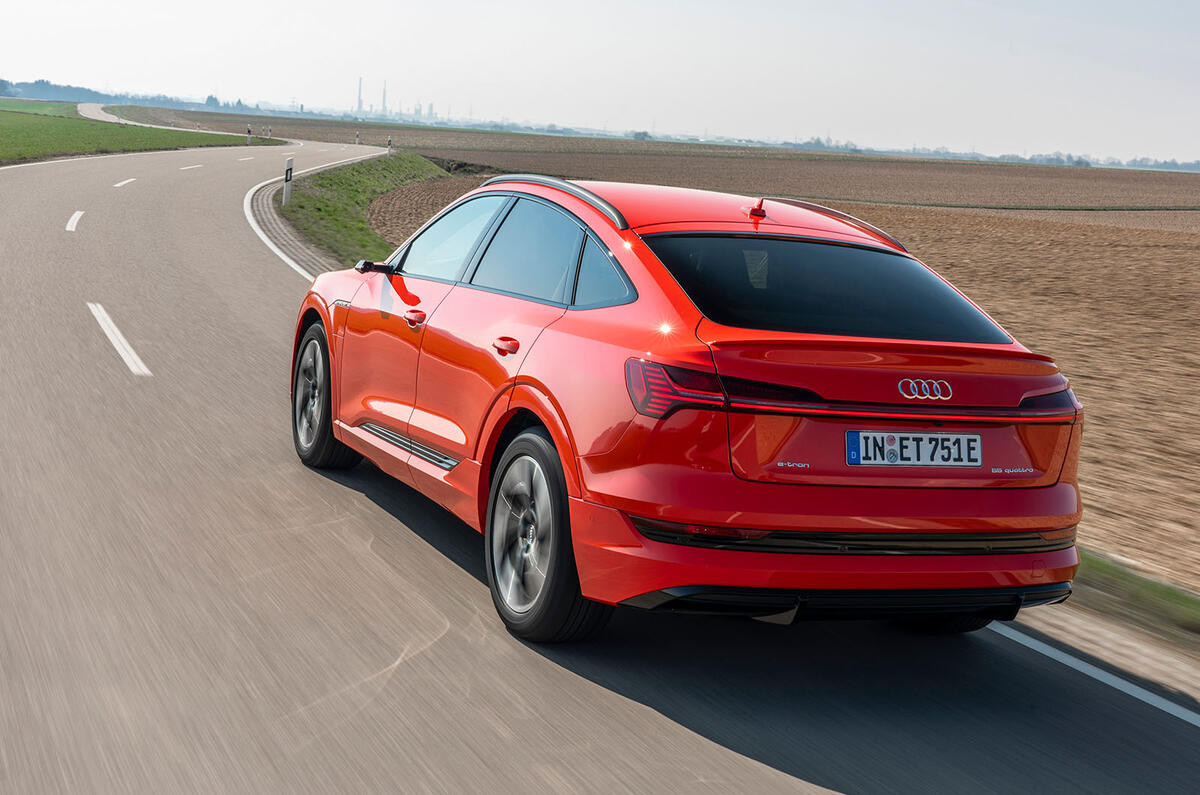 Audi E-tron Sportback 2020 road test review - hero rear Audi E-tron Sportback 2020 road test review - hero rear