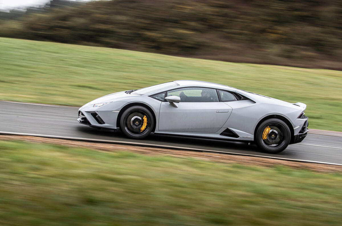 Lamborghini Huracan EVO RWD 2020 road test review - hero side Lamborghini Huracan EVO RWD 2020 road test review - hero side