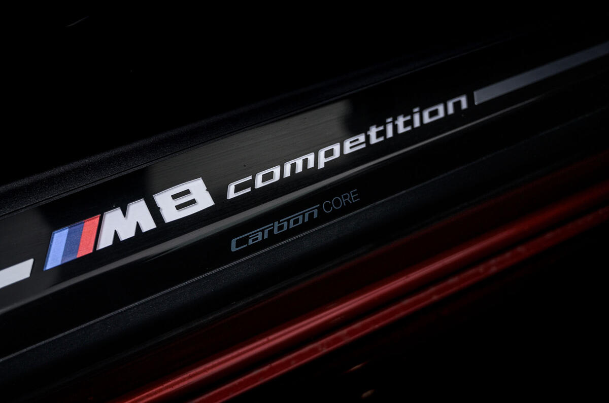 BMW M8 Competition convertible 2020 road test review - scuff plates BMW M8 Competition convertible 2020 road test review - scuff plates