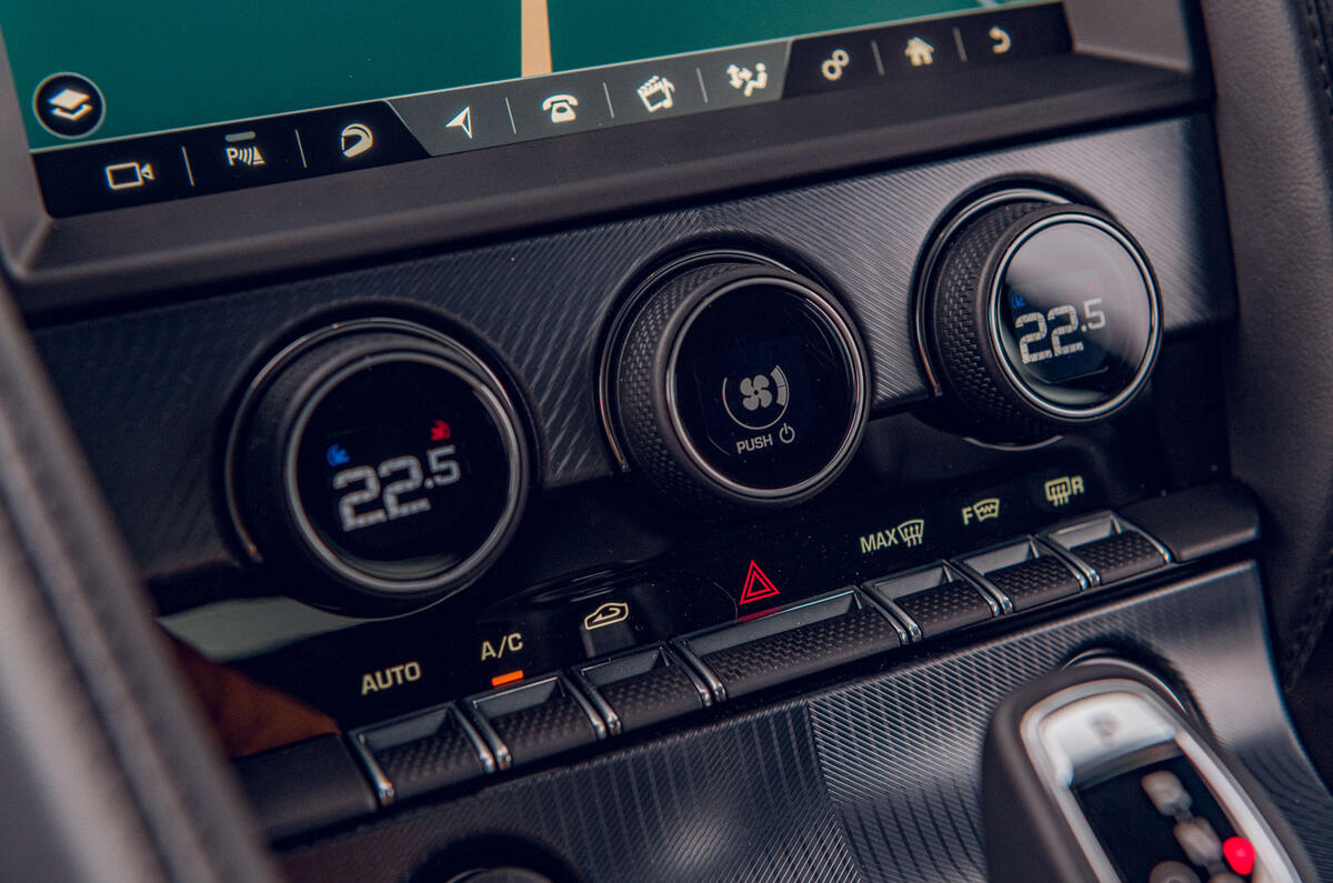 Jaguar F-Type 2020 road test review - climate controls Jaguar F-Type 2020 road test review - climate controls