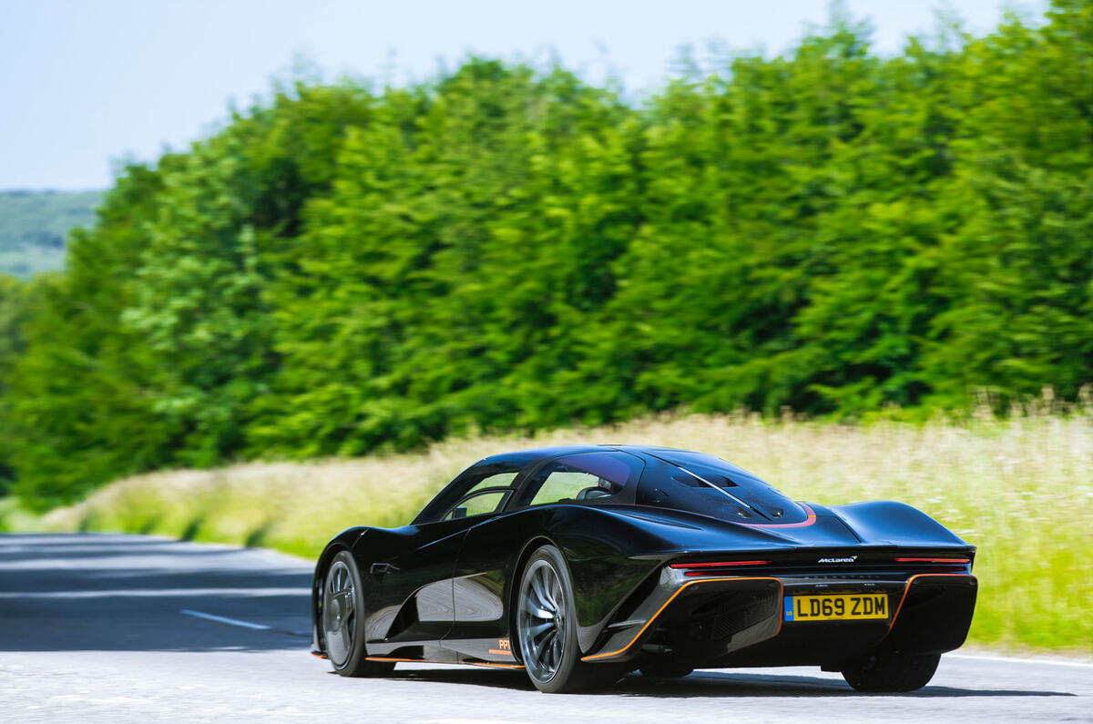 McLaren Speedtail 2020 UK first drive review - on the road rear