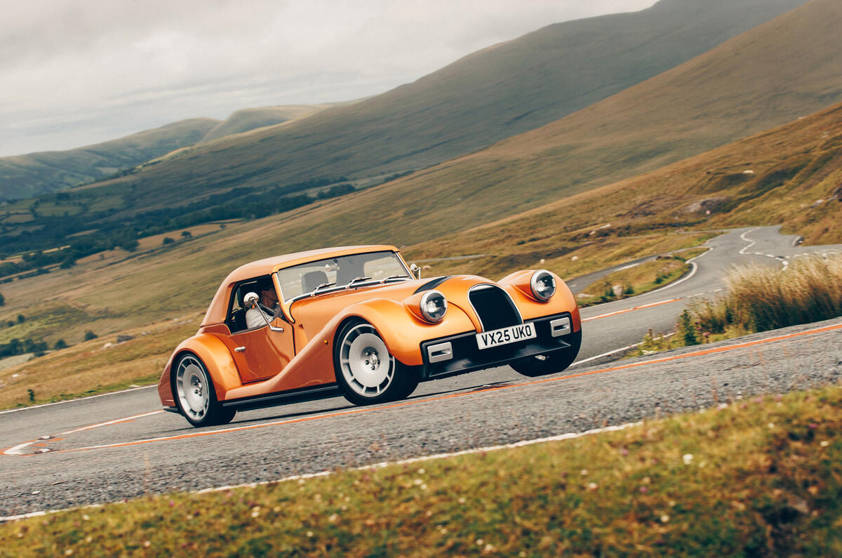 20 Morgan Supersport 2025 Autocar road test review front cornering