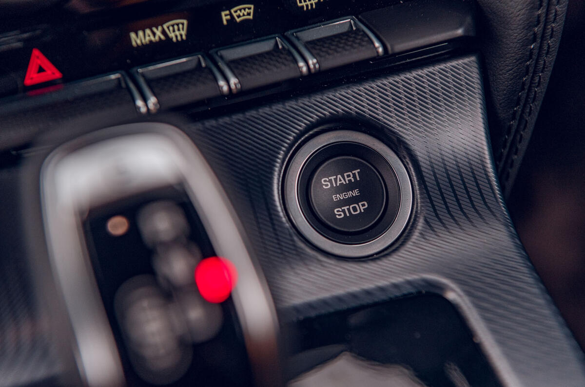 Jaguar F-Type 2020 road test review - start button Jaguar F-Type 2020 road test review - start button