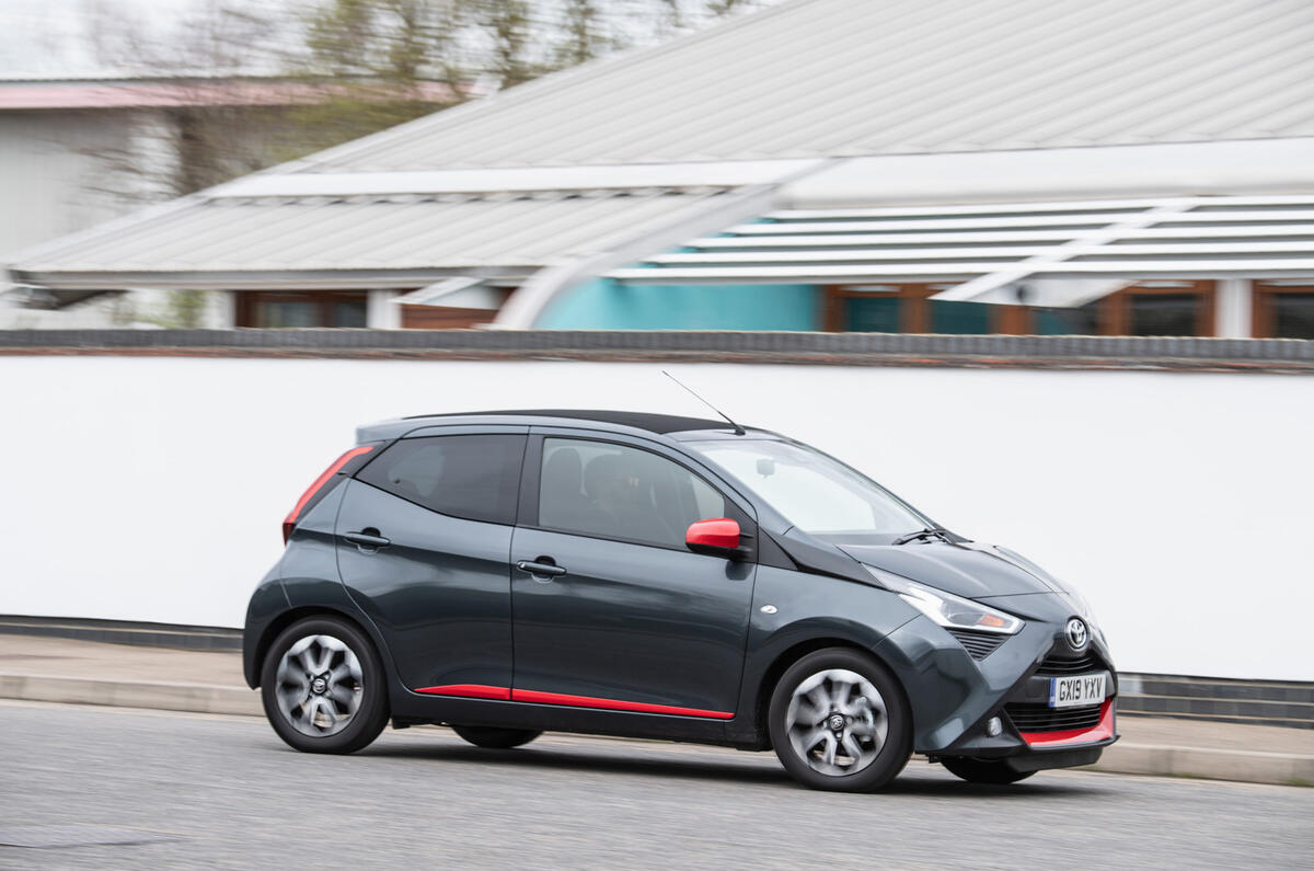 21 Toyota Aygo 2019 UK RT on road front 21 Toyota Aygo 2019 UK RT on road front