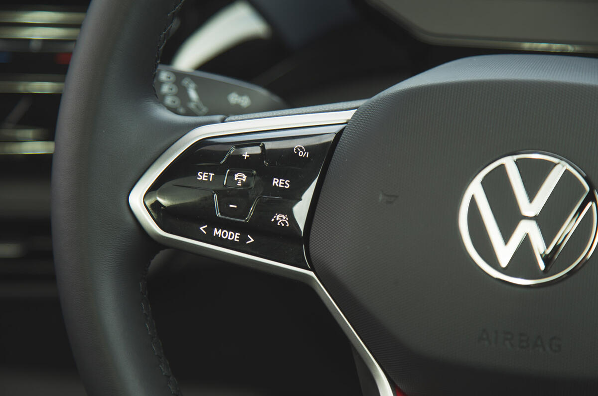 21 Volkswagen ID 4 2021 road test review steering wheel buttons 21 Volkswagen ID 4 2021 road test review steering wheel buttons