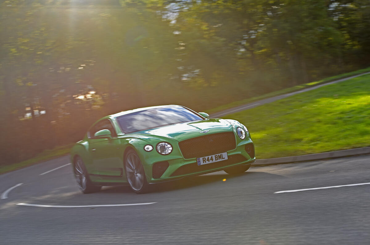 22 Bentley Continental GT Speed 2022 road test cornering front 22 Bentley Continental GT Speed 2022 road test cornering front