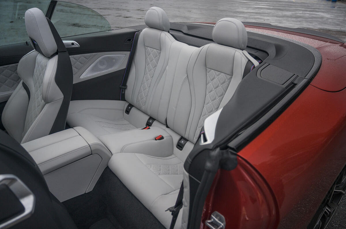 BMW M8 Competition convertible 2020 road test review - rear seats BMW M8 Competition convertible 2020 road test review - rear seats
