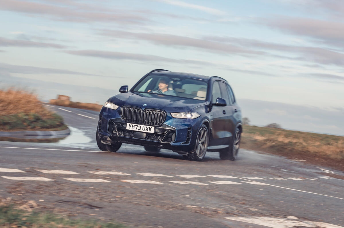 22 BMW X5 xDrive50e review 2024 front cornering