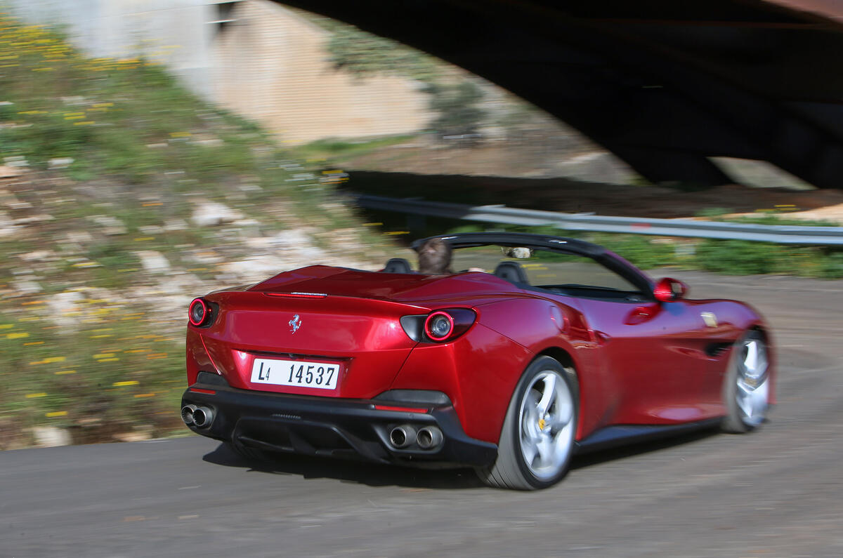 Ferrari Portofino review on the road rear view
