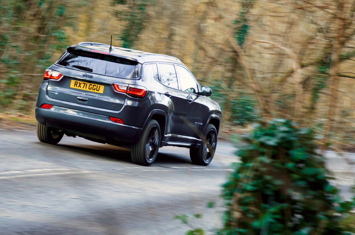 22 Jeep Compass 4xe 2022 road test review on road rear 22 Jeep Compass 4xe 2022 road test review on road rear