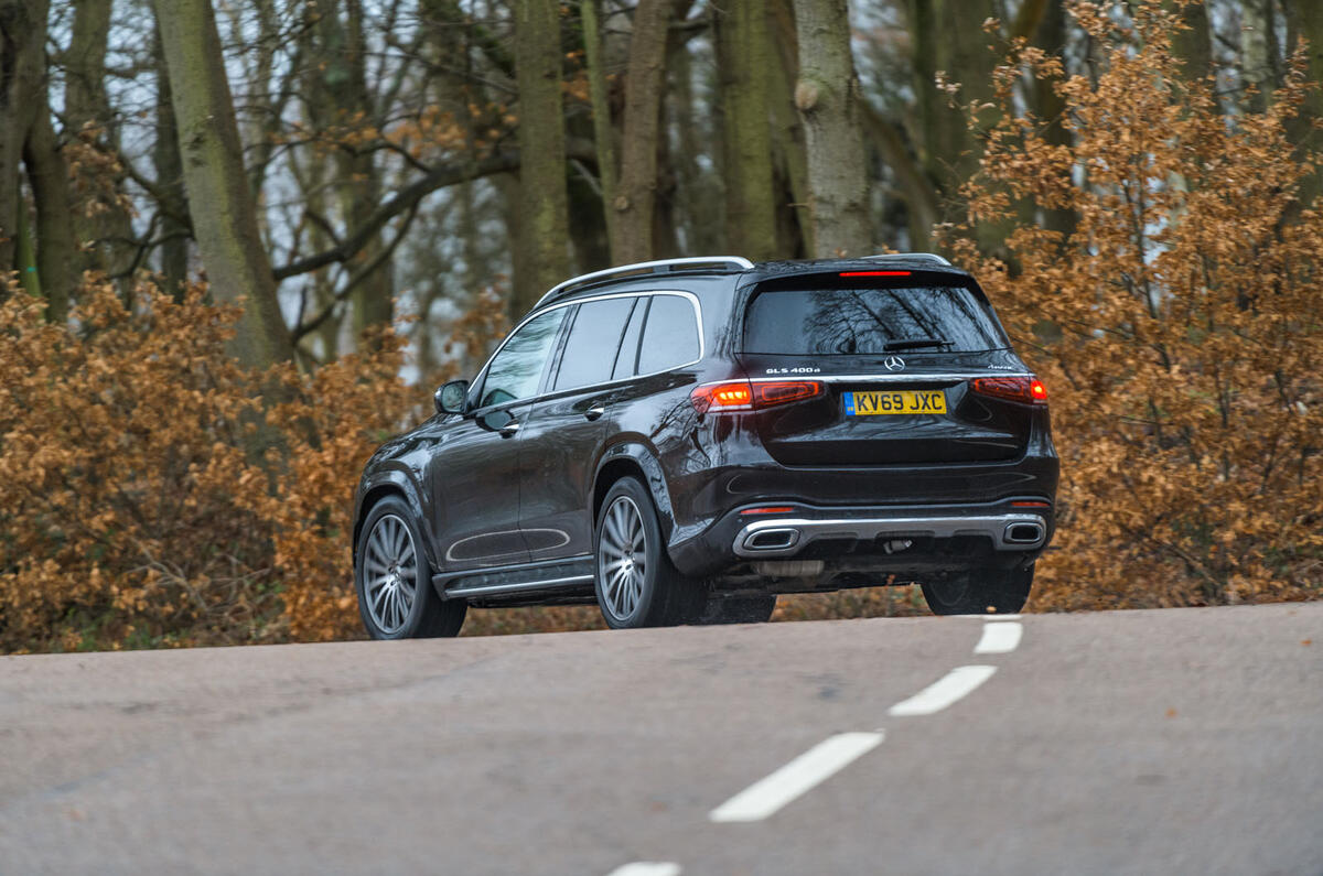 Mercedes-Benz GLS 2020 road test review - cornering rear Mercedes-Benz GLS 2020 road test review - cornering rear