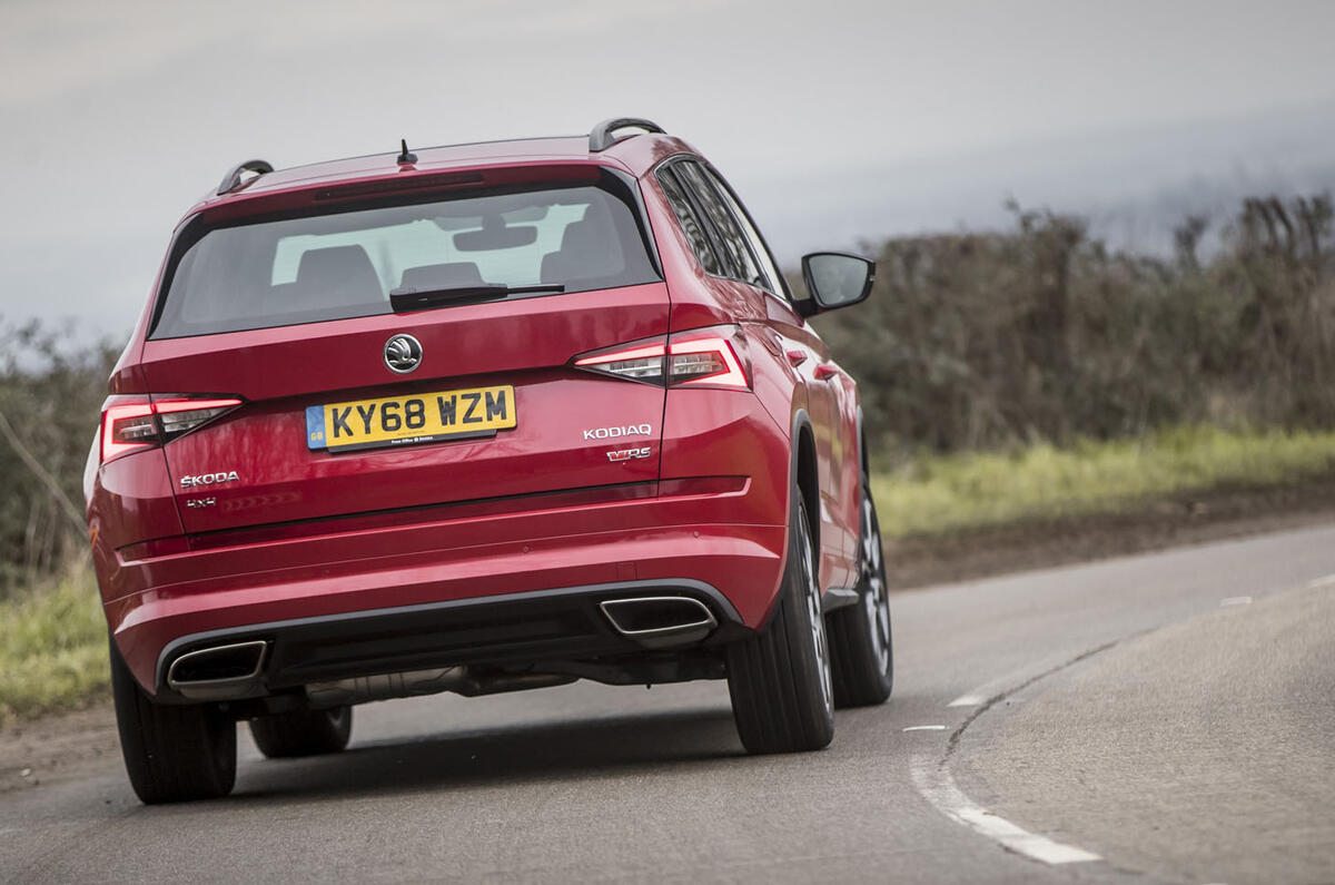 Skoda Kodiaq vRS 2019 road test review - on the road rear