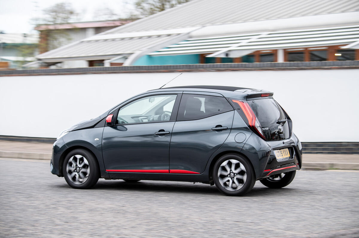 22 Toyota Aygo 2019 UK RT on road rear 22 Toyota Aygo 2019 UK RT on road rear