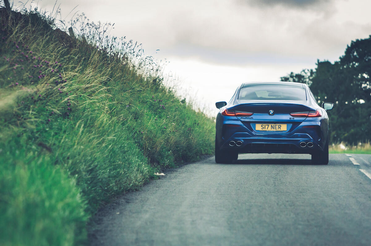 23 Alpina B8 Gran Coupe 2021 road test review on road rear