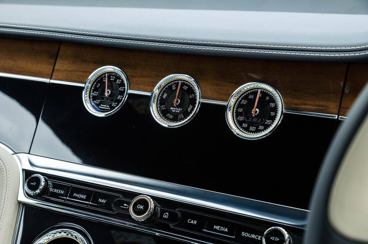 Bentley Continental GT 2018 Autocar road test review analogue dials