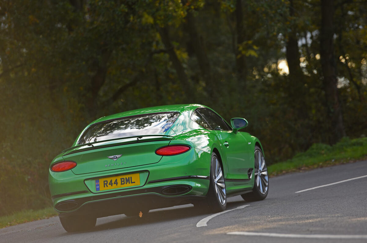 23 Bentley Continental GT Speed 2022 road test cornering rear 23 Bentley Continental GT Speed 2022 road test cornering rear