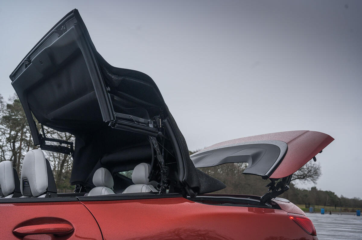 BMW M8 Competition convertible 2020 road test review - roof BMW M8 Competition convertible 2020 road test review - roof