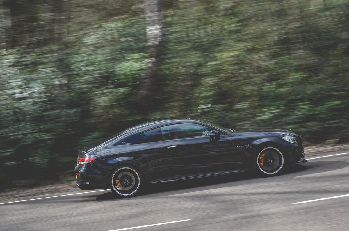 Mercedes-AMG C63 Coupé 2019 road test review - on the road side