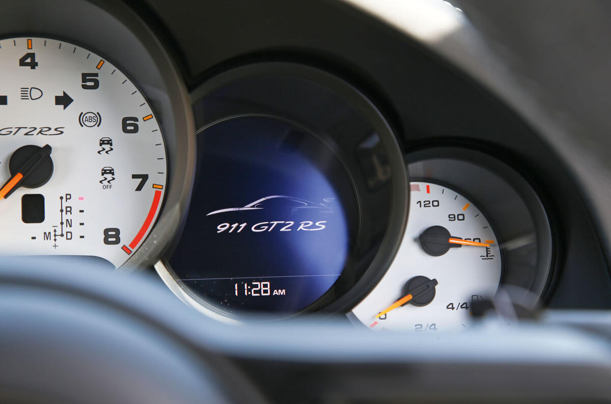 Porsche 911 GT2 RS 2018 road test review instrument cluster