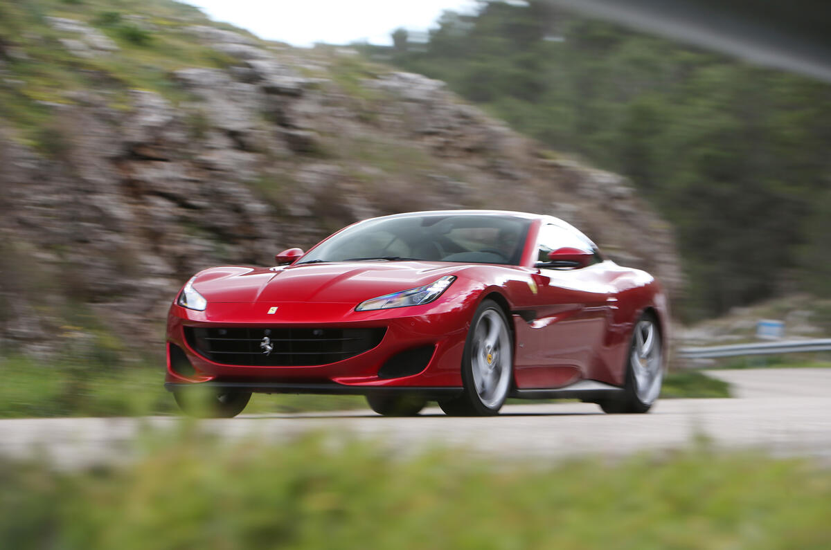 Ferrari Portofino review on the road front angle