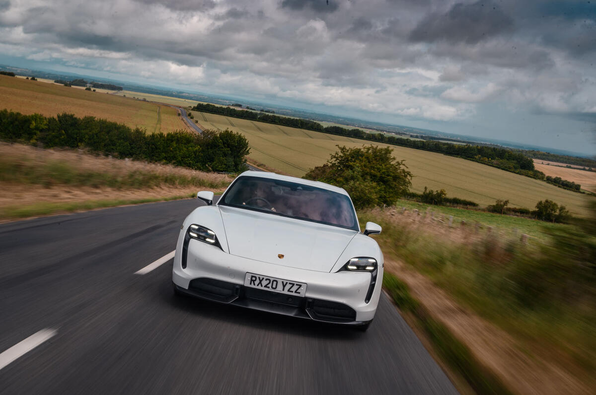 Porsche Taycan 2020 road test review - on the road nose