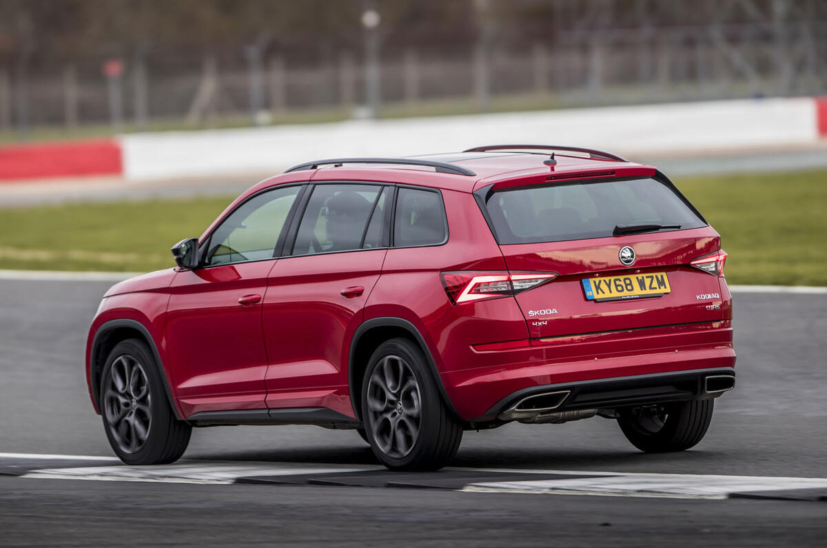 Skoda Kodiaq vRS 2019 road test review - cornering rear