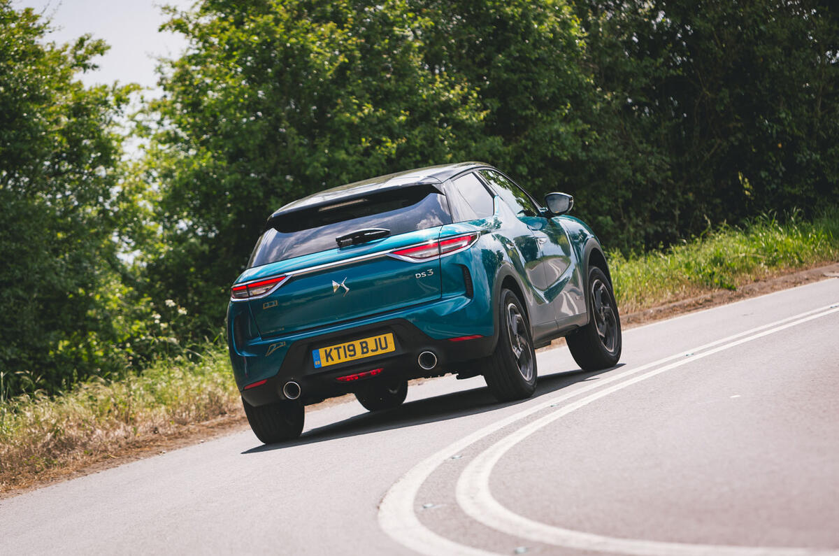 DS 3 Crossback 2019 road test review - cornering rear