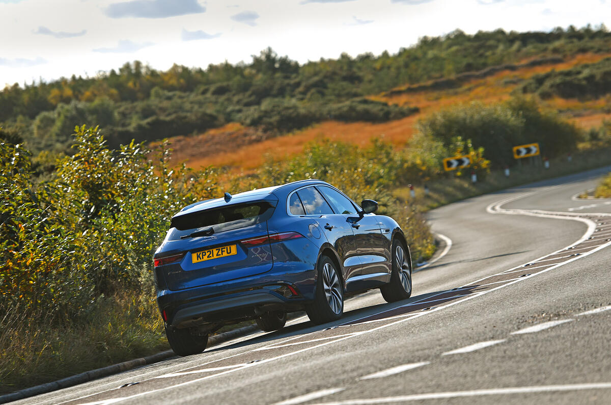 25 Jaguar F Pace P400e 2021 road test review on road rear