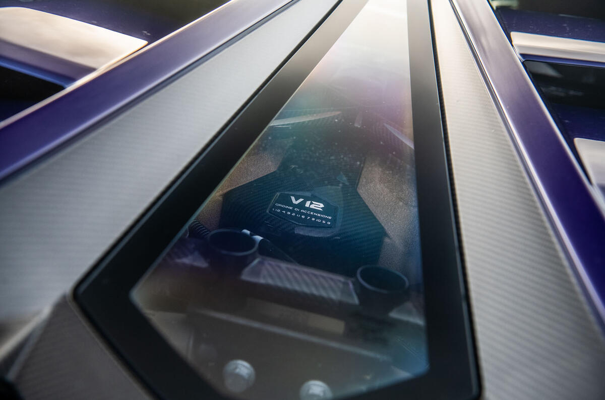 Lamborghini Aventador SVJ 2019 road test review - engine cover