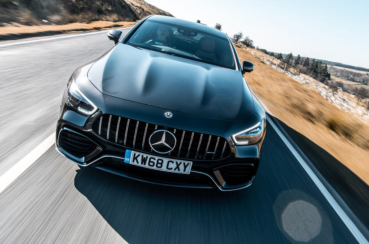 Mercedes-AMG GT four-door Coupé 2019 road test review - on the road nose