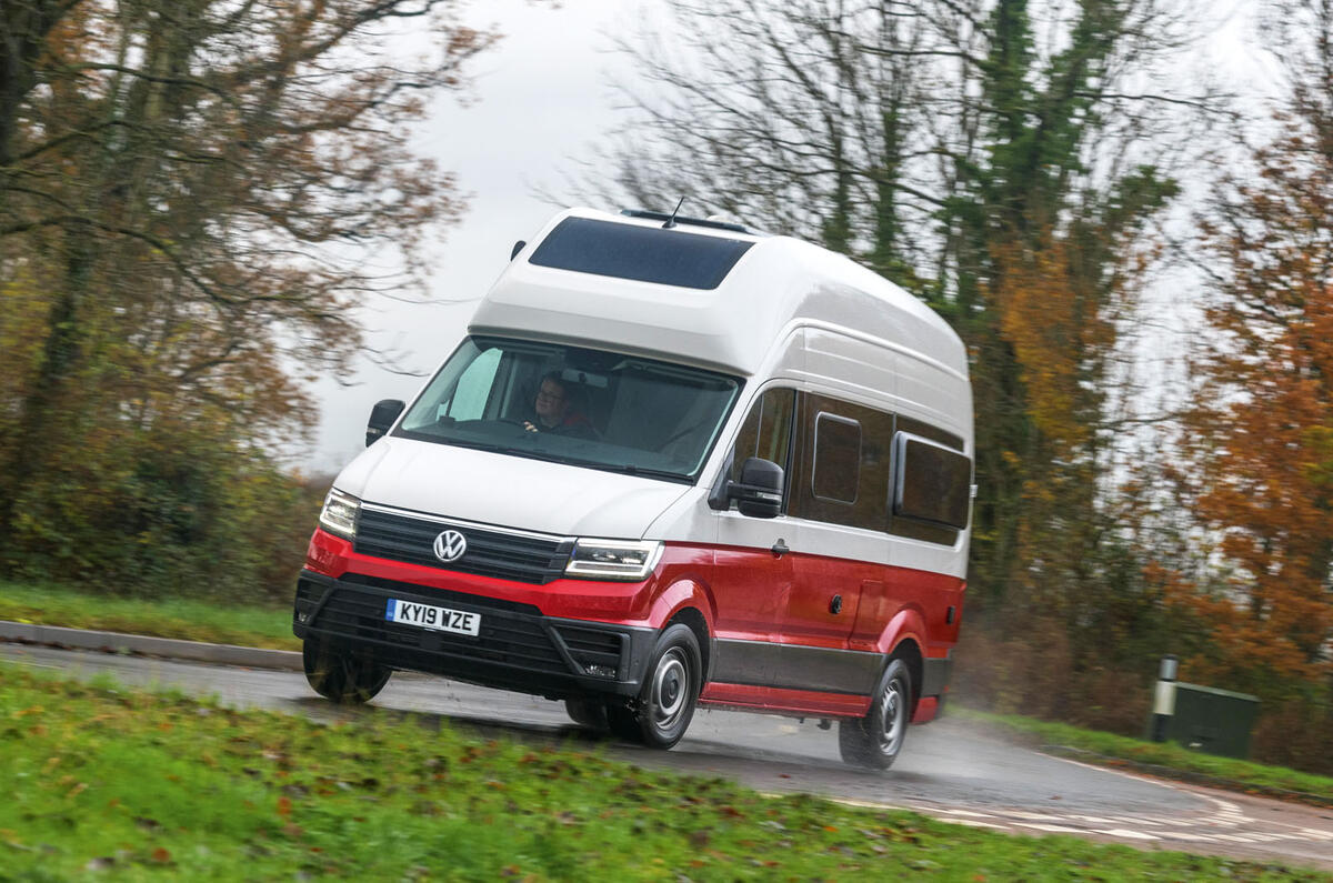 Volkswagen Grand California 2020 road test review - cornering front