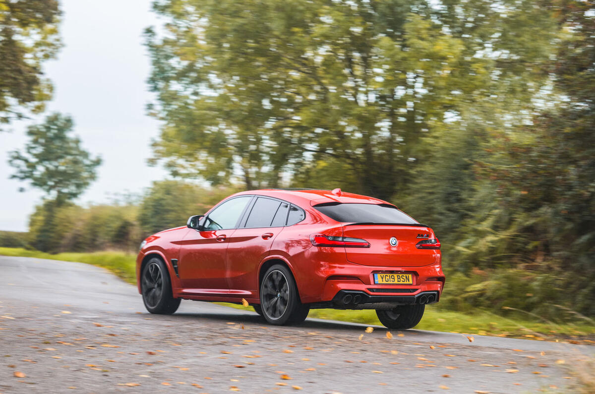 BMW X4 M Competition 2019 road test review - cornering rear